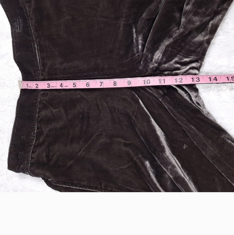 Madewell Velvet Pull On Pants silk blend crop wide leg elastic waist dark gray - Picture 4 of 8